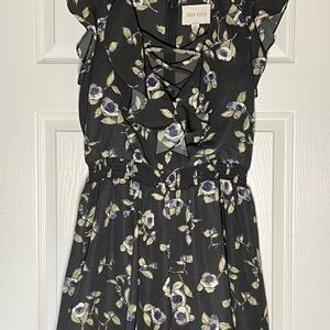 Moon River Olive Green Floral Romper